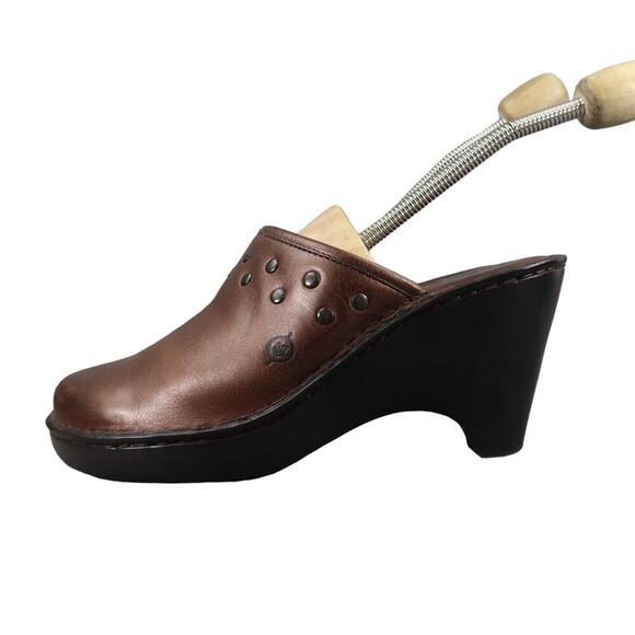 Born Shoes Women 8 Mule Clog Leather Stud Fashion Slip On Comfort Metallic Brown - Picture 4 of 15